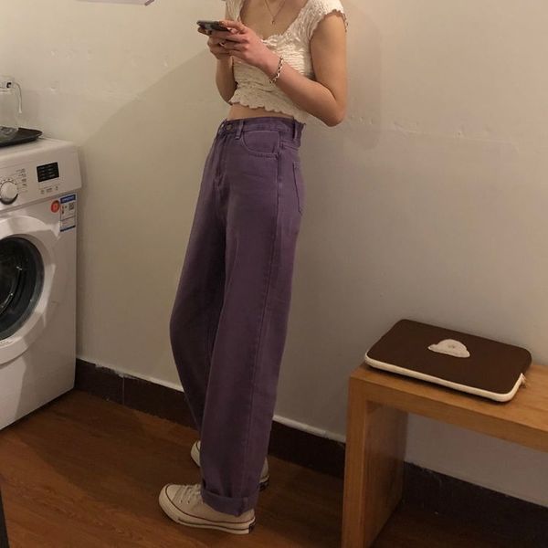 vintage purple womens fashion jeans plus size wide leg jeans pants women spring 2021 korean fashion low waist jeans, Black;white
vintage purple womens fashion jeans plus size wide leg jeans pants women spring 2021 korean fashion low waist jeans, Black;white