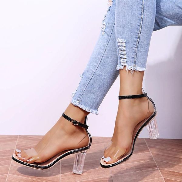dress shoes women sandals high heels transparent pumps pvc lady open toe party casual ankle buckle footwear, Black
dress shoes women sandals high heels transparent pumps pvc lady open toe party casual ankle buckle footwear, Black