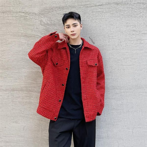 men's jackets male korean streetwear coat woven shiny silk woolen jacket men vintagte french vintage fashion chic loose casual red, Black;brown
men's jackets male korean streetwear coat woven shiny silk woolen jacket men vintagte french vintage fashion chic loose casual red, Black;brown