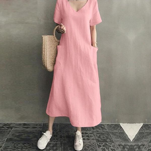 vintage solid maxi dress womens camis summer sundress short sleeve cotton linen vestidos female v neck robe plus size 5xl, White
vintage solid maxi dress womens camis summer sundress short sleeve cotton linen vestidos female v neck robe plus size 5xl, White
