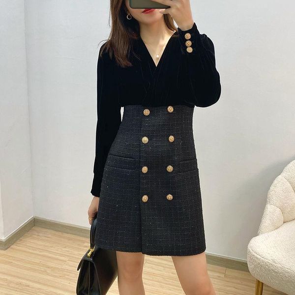 casual dresses women 's dress 2021 autumn and winter young middle-aged long-sleeved cardigan velvet stitching wool tweed top, Black;gray
casual dresses women 's dress 2021 autumn and winter young middle-aged long-sleeved cardigan velvet stitching wool tweed top, Black;gray