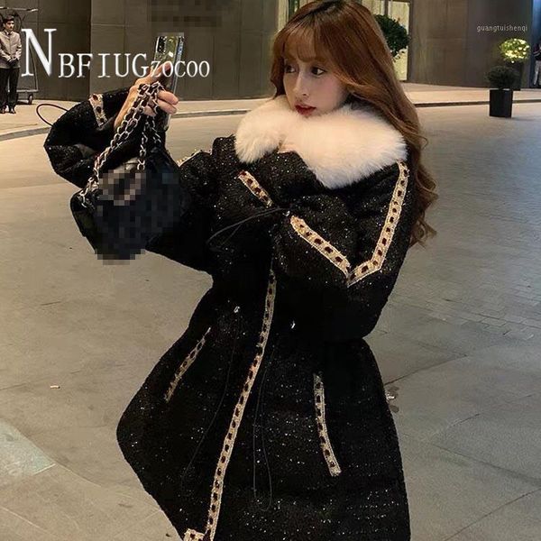 winter women parkas outwear waist drawstring faux fur collar female jacket women's down, Black
winter women parkas outwear waist drawstring faux fur collar female jacket women's down, Black
