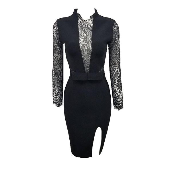 casual dresses 2021 autumn women's black skinny long sleeve bandage dress lace openwork club vestidos party night, Black;gray
casual dresses 2021 autumn women's black skinny long sleeve bandage dress lace openwork club vestidos party night, Black;gray