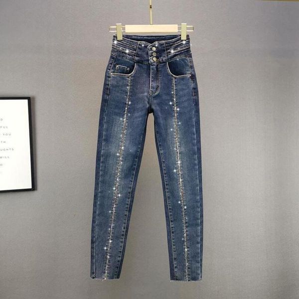 women's jeans rhinestone women autumn high waist slim stretch denim pencil pants plus size s1662, Blue
women's jeans rhinestone women autumn high waist slim stretch denim pencil pants plus size s1662, Blue