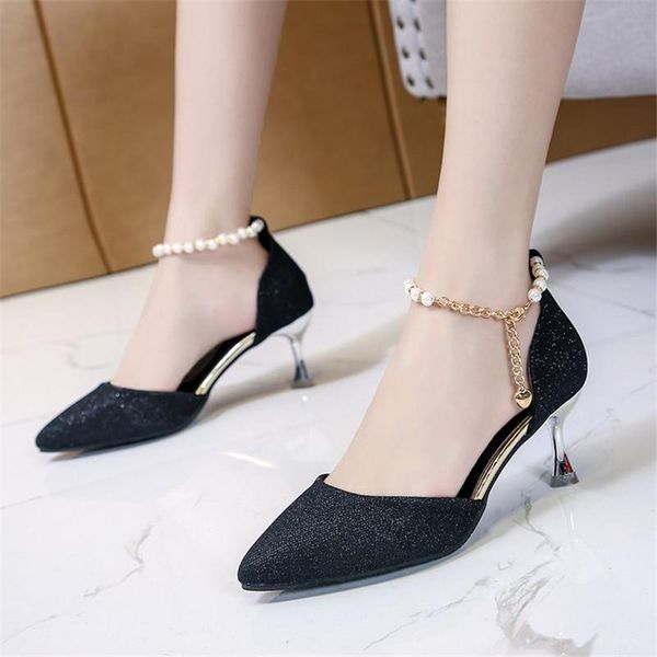 2021 pearl clasp summer pointed toe pumps women party shoes thin heel solid color baotou sandals dropshipping, Black
2021 pearl clasp summer pointed toe pumps women party shoes thin heel solid color baotou sandals dropshipping, Black