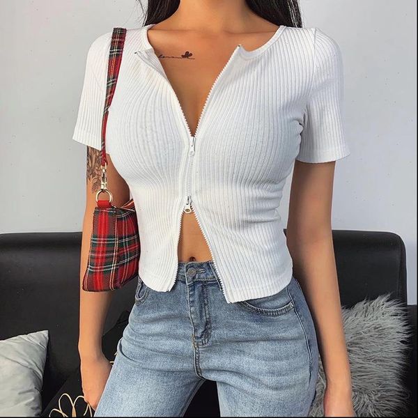 women zipper fitted cardigan ribbed knitted short sweater 2021 short sleeve stretch skinny crop, White;black
women zipper fitted cardigan ribbed knitted short sweater 2021 short sleeve stretch skinny crop, White;black