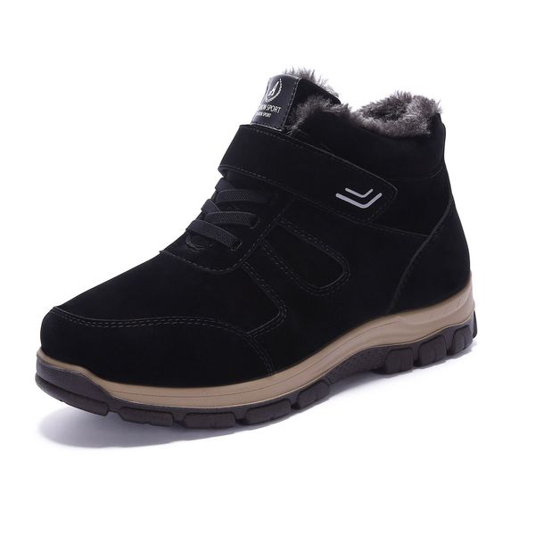 warmer size ankle leather winter boots male stuffed men's 658 shoes uh9o, Black