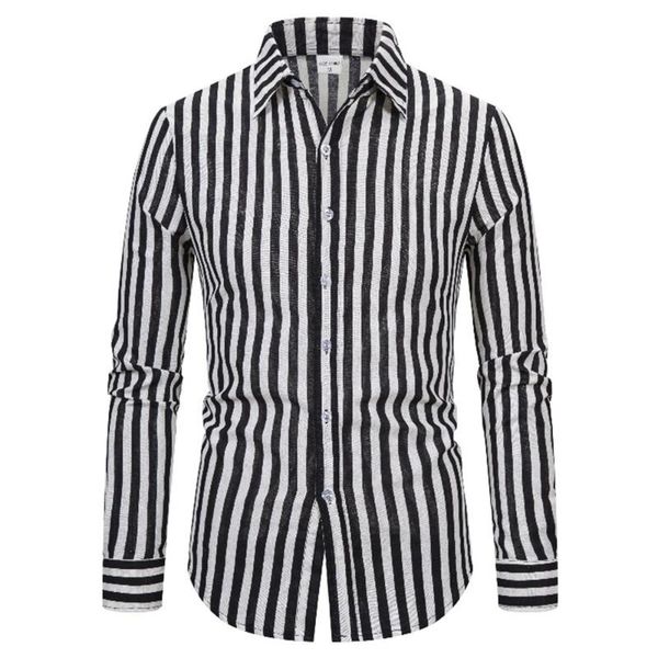 men's casual shirts striped linen long sleeve shirt for men slim fit breathable comfortable clothing button down streetwear chemise, White;black
men's casual shirts striped linen long sleeve shirt for men slim fit breathable comfortable clothing button down streetwear chemise, White;black