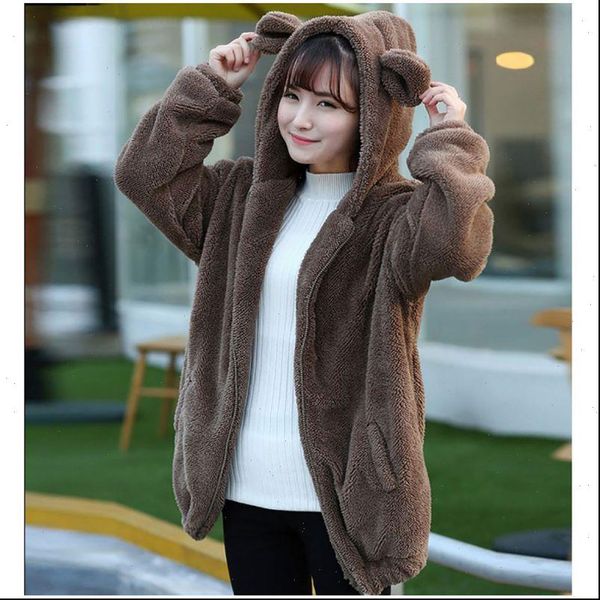 women hoody zipper girl winter loose fluffy bear ear long sleeve sweatshirt hooded warm coat solid fashion, Black
women hoody zipper girl winter loose fluffy bear ear long sleeve sweatshirt hooded warm coat solid fashion, Black