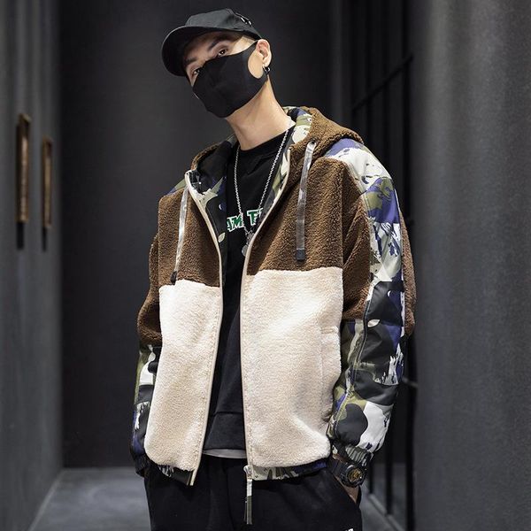 men's jackets autumn and winter ins trend hooded men's jacket color stitching lambskin coat men, Black;brown
men's jackets autumn and winter ins trend hooded men's jacket color stitching lambskin coat men, Black;brown