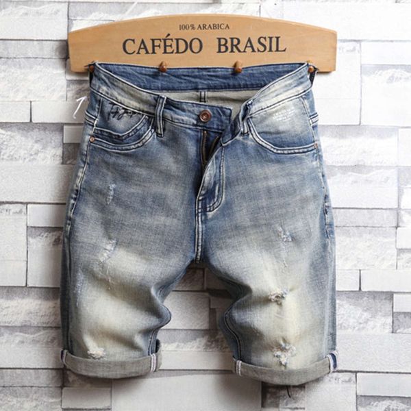 summer holed jeans shorts men's fashion casual pants elastic youth nostalgic breeches handsome man, Blue
summer holed jeans shorts men's fashion casual pants elastic youth nostalgic breeches handsome man, Blue