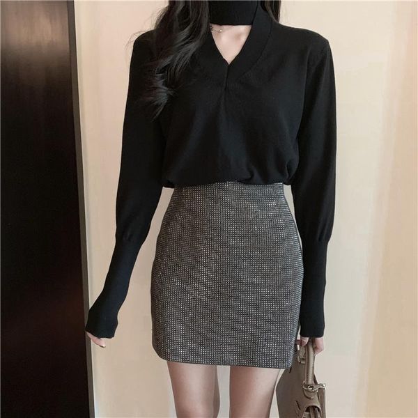 women's sweaters spring 2021 casual loose pullover sweater korean carefully machine black wild v-neck bottom knit, White;black
women's sweaters spring 2021 casual loose pullover sweater korean carefully machine black wild v-neck bottom knit, White;black