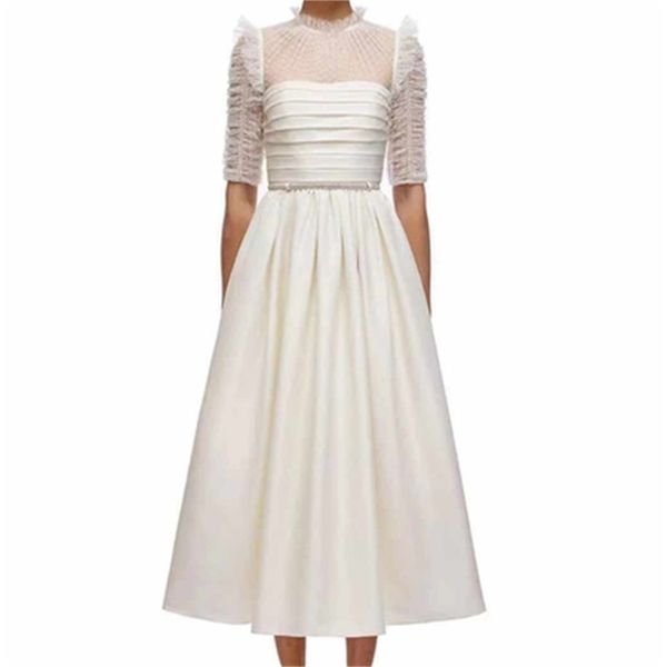 runway summer see through dot print mesh patchwork dress women's short sleeve pleated party dresses 210602, White
runway summer see through dot print mesh patchwork dress women's short sleeve pleated party dresses 210602, White