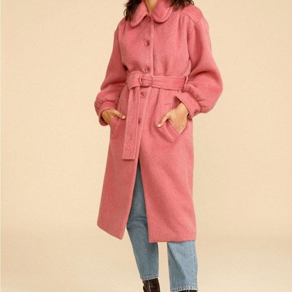 women's wool & blends pink mid-length coat woolen long sleeve turn-down collar single breasted lace-up sashes 2021 autumn winter lady j, Black
women's wool & blends pink mid-length coat woolen long sleeve turn-down collar single breasted lace-up sashes 2021 autumn winter lady j, Black