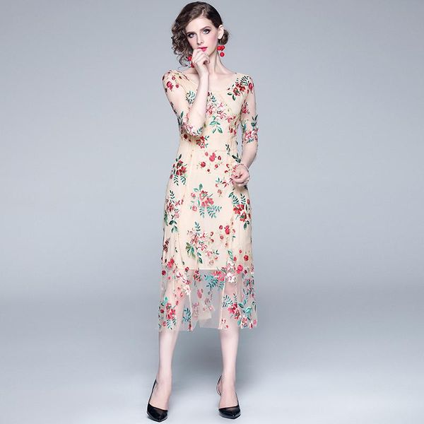 casual dresses women summer designer elegant embroidery mesh lace slim cocktail wedding party robe ladies floral vintage dress vestidos, Black;gray
casual dresses women summer designer elegant embroidery mesh lace slim cocktail wedding party robe ladies floral vintage dress vestidos, Black;gray