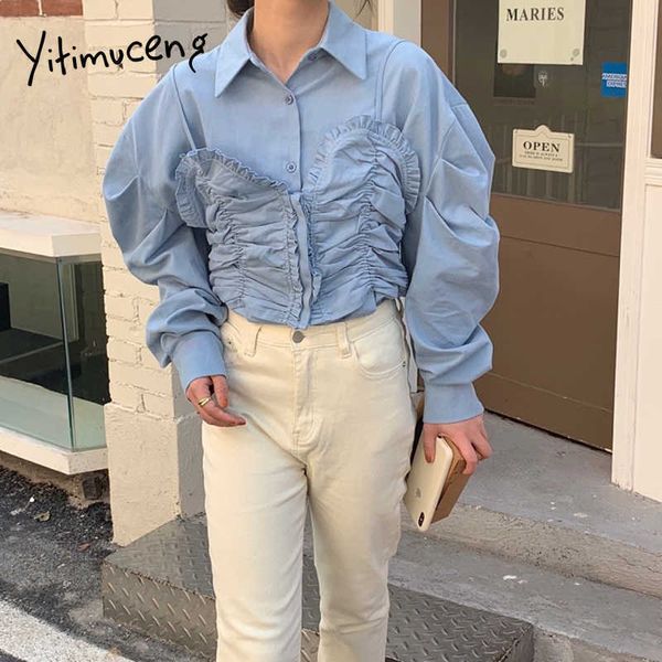 yitimuceng fake 2 pieces blouse woman folds camis korean fashion long puff sleeve office lady solid blue shirt spring 210601, White
yitimuceng fake 2 pieces blouse woman folds camis korean fashion long puff sleeve office lady solid blue shirt spring 210601, White