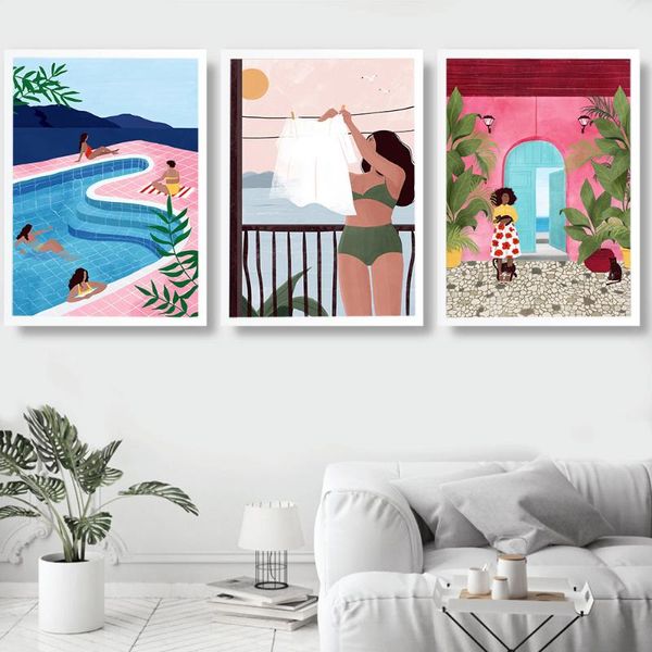 paintings girls in bikini canvas painting swimming pool poster and print minimalism tropical plant wall art chicken cat picture home decor
paintings girls in bikini canvas painting swimming pool poster and print minimalism tropical plant wall art chicken cat picture home decor