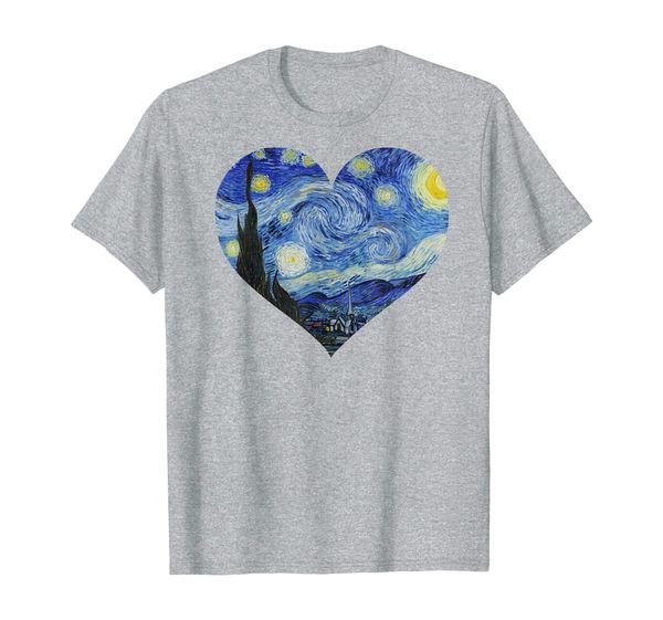 famous art: the starry night by vincent van gogh heart shape t-shirt, White;black
famous art: the starry night by vincent van gogh heart shape t-shirt, White;black