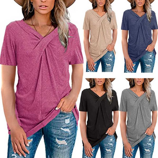 women's v neck short sleeve shirt summer casual solid color tshirt cross knot loose oversize harajuku ropa de mujer y0621, White
women's v neck short sleeve shirt summer casual solid color tshirt cross knot loose oversize harajuku ropa de mujer y0621, White