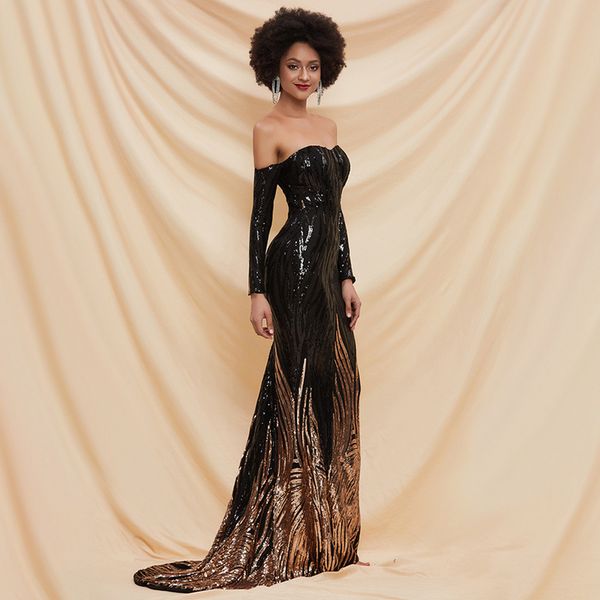 Sequined Simple Off The Shoulder Floor Length Prom Dresses Mermaid Dew Shoulder Long Sleeves Backless Zipper Up Sexy Skirt evening, Black
Sequined Simple Off The Shoulder Floor Length Prom Dresses Mermaid Dew Shoulder Long Sleeves Backless Zipper Up Sexy Skirt evening, Black