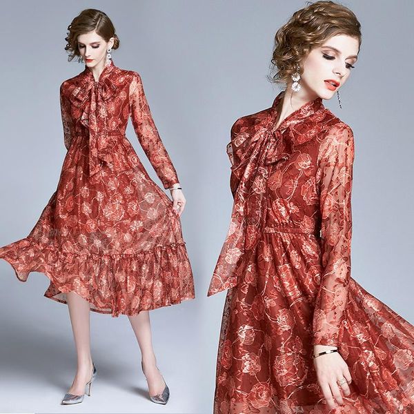 casual dresses elegant vintage women print slim tunic midi dress office lady long sleeve party clothing, Black;gray
casual dresses elegant vintage women print slim tunic midi dress office lady long sleeve party clothing, Black;gray