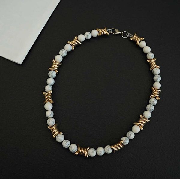 2021 turquoise cky neck link with thorns hip hop metal fashion men's and women's independent packaging gold necklace, Silver
2021 turquoise cky neck link with thorns hip hop metal fashion men's and women's independent packaging gold necklace, Silver