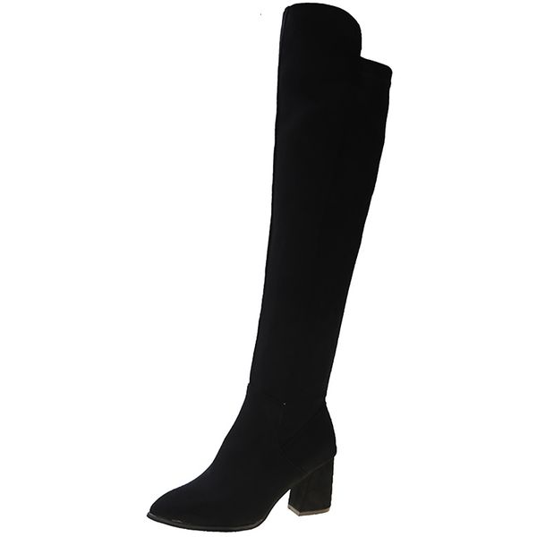 female elastic boots 2021 winter zipper side with high heels pointed toe small heel shoes herd on the knee 86n5, Black
female elastic boots 2021 winter zipper side with high heels pointed toe small heel shoes herd on the knee 86n5, Black