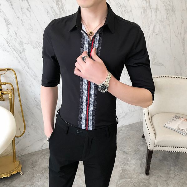 men's striped nightgown 2021 casual skinny summer streetwear social shirt half-sleeve club chemse homme party clothes bi2w, White;black
men's striped nightgown 2021 casual skinny summer streetwear social shirt half-sleeve club chemse homme party clothes bi2w, White;black
