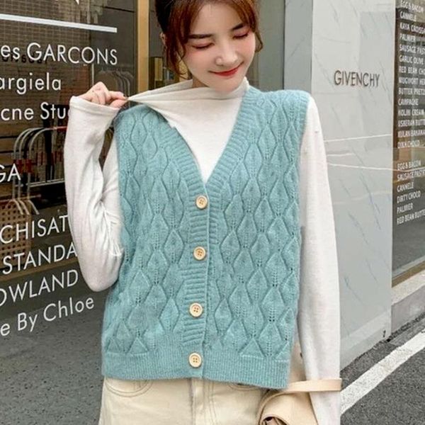 women's vests knitted vest cardigan solid cutout sleeveless jacket casual korean fashion v neck buttons autumn, Black;white
women's vests knitted vest cardigan solid cutout sleeveless jacket casual korean fashion v neck buttons autumn, Black;white