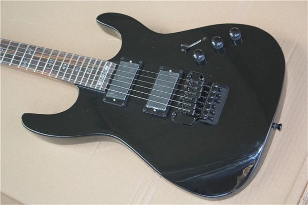 custom version of black matte 6-string electric guitar, fixed bridge, personalized inlay, rosewood fingerboard
custom version of black matte 6-string electric guitar, fixed bridge, personalized inlay, rosewood fingerboard
