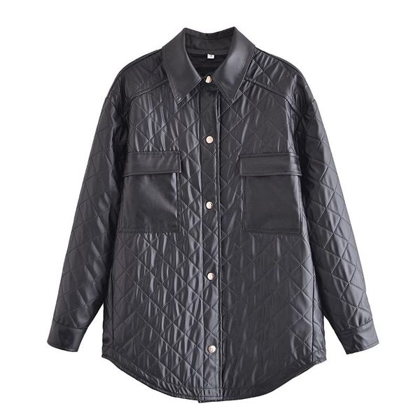 women's leather & faux junwu winter women black pu lapel single-breasted pocket long-sleeved loose plaid shirt fake cotton high street
women's leather & faux junwu winter women black pu lapel single-breasted pocket long-sleeved loose plaid shirt fake cotton high street