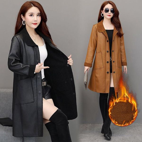 women 2021 autumn in addition to velvet jacket of thick from leather the plutonium false women's coat casual size big xmkk, Black
women 2021 autumn in addition to velvet jacket of thick from leather the plutonium false women's coat casual size big xmkk, Black