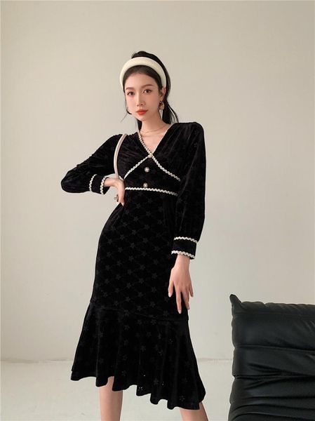 coigarsam office lady ruffles women dress new winter vintage patchwork full sleeve solid v-neck dresses black 3641, Black;gray
coigarsam office lady ruffles women dress new winter vintage patchwork full sleeve solid v-neck dresses black 3641, Black;gray