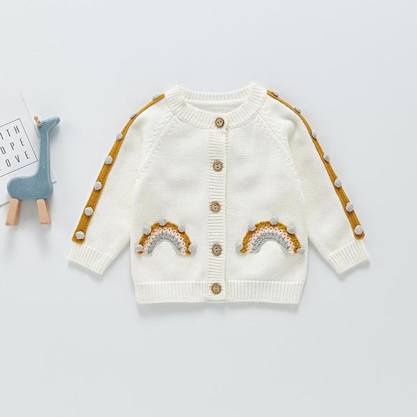 pullover autumn children baby girls knitted cardigan sweater rainbow pattern single-breasted fur ball decoration clothing outerwear, Blue
pullover autumn children baby girls knitted cardigan sweater rainbow pattern single-breasted fur ball decoration clothing outerwear, Blue