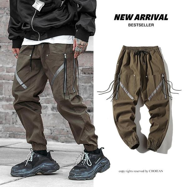 men's pants streetwear mens hip hop jogging casual men trousers teen loose sweatpants male 2021 multi pocket harem 2xl, Black