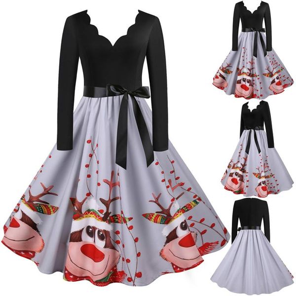 casual dresses 2021 v-neck women vintage dress christmas long sleeve printing housewife evening party robe, Black;gray
casual dresses 2021 v-neck women vintage dress christmas long sleeve printing housewife evening party robe, Black;gray