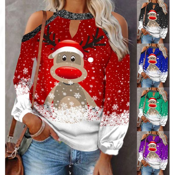 new 2021 women christmas elk print t shirt casual off shoulder loose pullover fashion long puff sleeve lady winter clothes, White
new 2021 women christmas elk print t shirt casual off shoulder loose pullover fashion long puff sleeve lady winter clothes, White