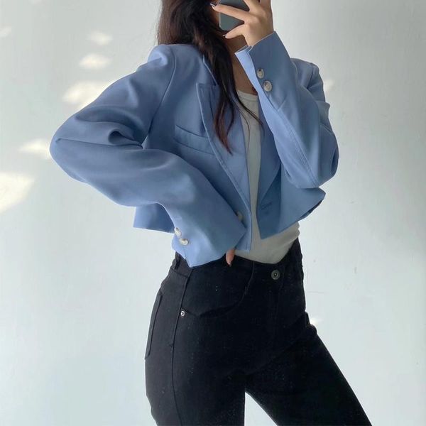 women's suits & blazers spring and autumn casual solid color short jacket with single button pocket decoration, White;black
women's suits & blazers spring and autumn casual solid color short jacket with single button pocket decoration, White;black
