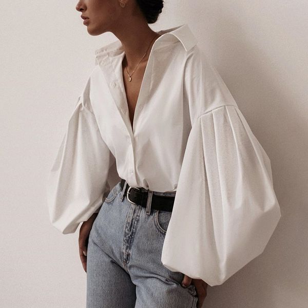 Lantern Sleeve Elegant Shirt White Black Sexy Button Vintage Blouse Turn Down Collar Office Ladies Shirt Female Casual
Lantern Sleeve Elegant Shirt White Black Sexy Button Vintage Blouse Turn Down Collar Office Ladies Shirt Female Casual