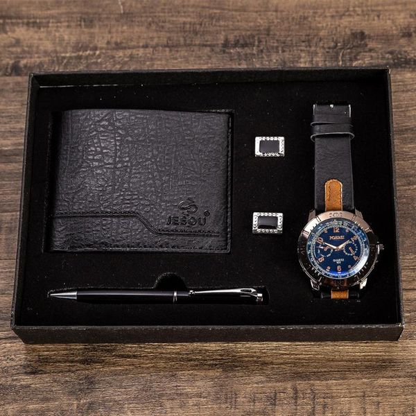 wristwatches 2021 men's gift set beautifully packaged watch + wallet cufflinks pen selling creative combination wtach, Slivery;brown
wristwatches 2021 men's gift set beautifully packaged watch + wallet cufflinks pen selling creative combination wtach, Slivery;brown