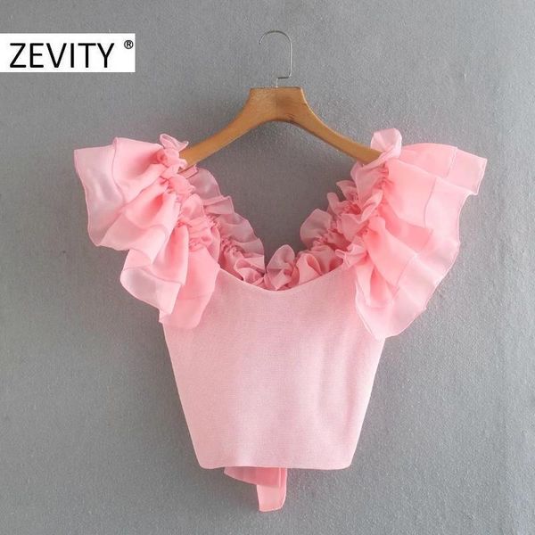 women's blouses & shirts zevity women organza cascading ruffle sleeve patchwork short knitted blouse ladies bow casual shirt chic ls71, White
women's blouses & shirts zevity women organza cascading ruffle sleeve patchwork short knitted blouse ladies bow casual shirt chic ls71, White