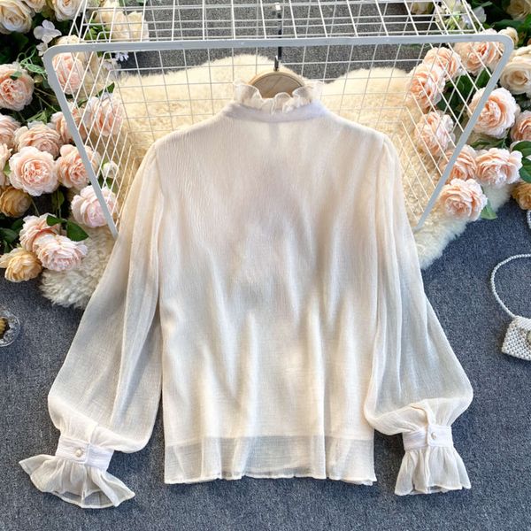 luxury lace chiffon long collar shirt women's sweet bowknot fungus slim and versatile solid color bubble sleeve women 2021, White
luxury lace chiffon long collar shirt women's sweet bowknot fungus slim and versatile solid color bubble sleeve women 2021, White
