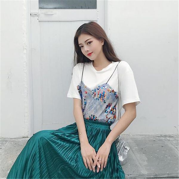 2021 summer short sleeves the necks of women fake two fashion pieces sequins sequins, casual shirt, t-shirts ispw, White
2021 summer short sleeves the necks of women fake two fashion pieces sequins sequins, casual shirt, t-shirts ispw, White