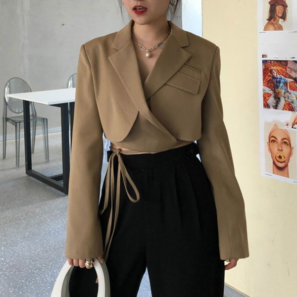 2021 spring new ladies korean khaki blazer chic lace lapel long sleeve suit short coat fashionable coats women qb887, Black;brown
2021 spring new ladies korean khaki blazer chic lace lapel long sleeve suit short coat fashionable coats women qb887, Black;brown
