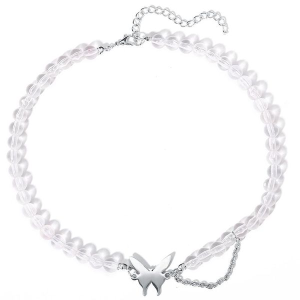 chains trendy transparent beaded butterfly choker necklace for women girl metal geometric pendant necklaces collares party jewelry, Silver
chains trendy transparent beaded butterfly choker necklace for women girl metal geometric pendant necklaces collares party jewelry, Silver