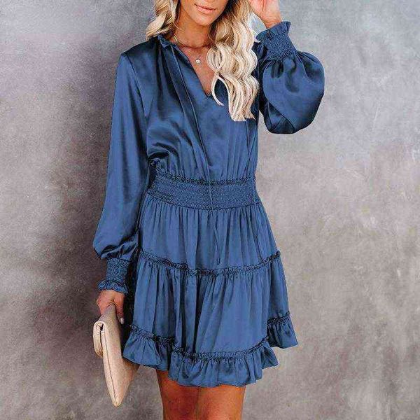 women fashion solid lady party dresses autumn v neck ruffle mini dress spring elegant long sleeve elastic waist short dress y1204, Black;gray
women fashion solid lady party dresses autumn v neck ruffle mini dress spring elegant long sleeve elastic waist short dress y1204, Black;gray