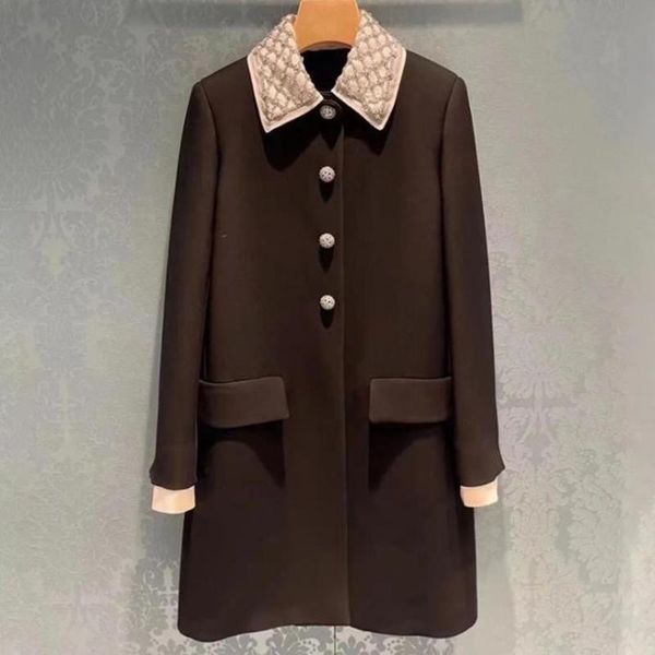 women's wool & blends small fragrance winter beading diamond lapel woolen coat women single breasted straight loose fashion, Black
women's wool & blends small fragrance winter beading diamond lapel woolen coat women single breasted straight loose fashion, Black