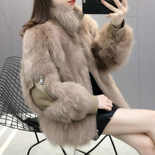 women fall short fox fashion skin sleeve long fur ladies collar mandarin outercoat y17 u2kp, Black
women fall short fox fashion skin sleeve long fur ladies collar mandarin outercoat y17 u2kp, Black