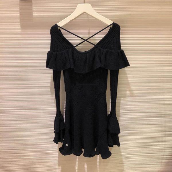 2021 new women off shoulder knit mini square neck flare sleeve ruffles trim lady slim short es 5erx, Black;gray
2021 new women off shoulder knit mini square neck flare sleeve ruffles trim lady slim short es 5erx, Black;gray