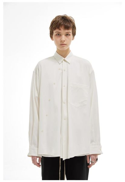 men's casual shirts s-6xl 2021 men womens clothing original designer oblique placket two ways wear loose silhou shirt plus size singer, White;black
men's casual shirts s-6xl 2021 men womens clothing original designer oblique placket two ways wear loose silhou shirt plus size singer, White;black